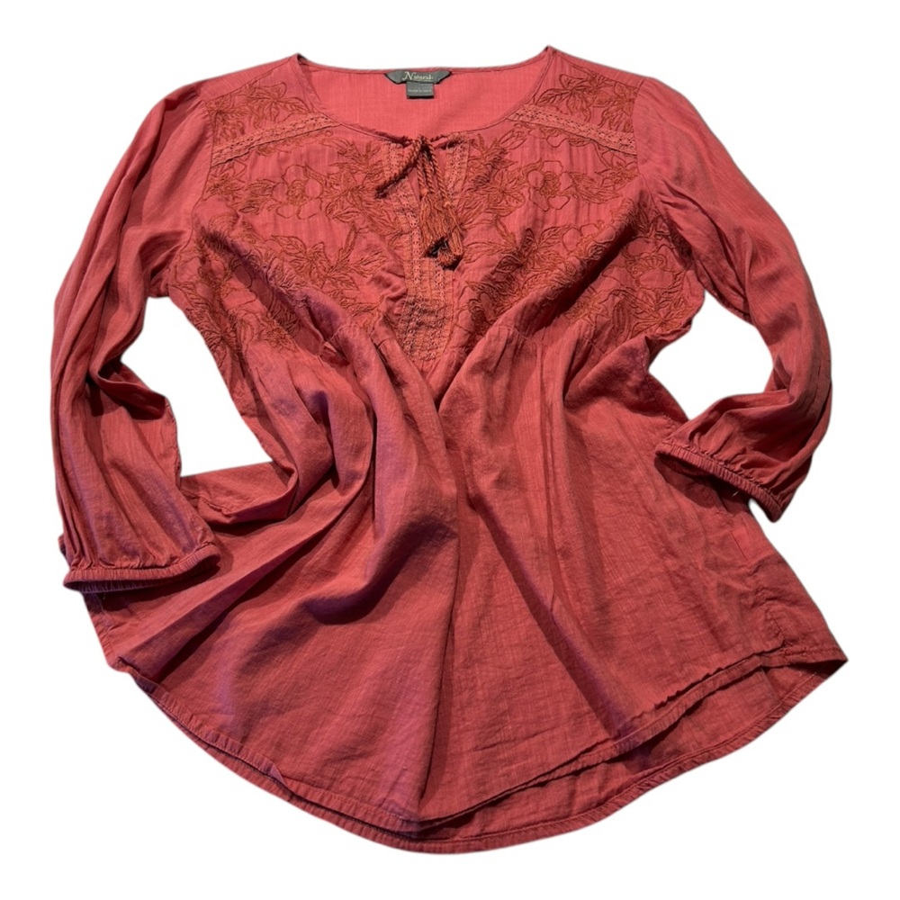Natural Reflections Salmon Colored Blouse with Embroidery